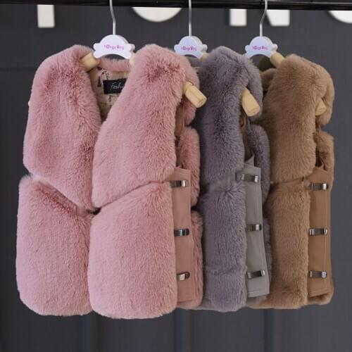 Kids Girls Fur Vest Winter Waistcoat for Girls Solid Toddler Outerwear Elegant Warm Child Jackets Autumn Girl Clothes 2-16 Year
