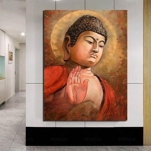 Home Decor Wall Art Buddha Statue Canvas Painting Modern HD Printed Vintage Posters Religion Modular Pictures Living Room Framed