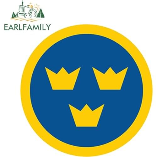 EARLFAMILY 13cm x 13cm Car Styling Sweden Air Force Roundel Funny Vinyl Car Sticker Decal Waterproof Bumper Windows Accessories