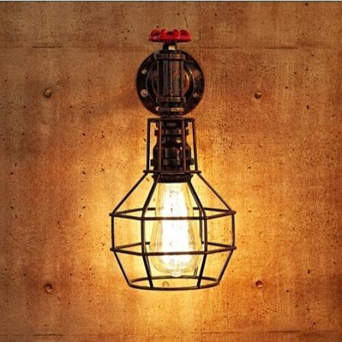 IWHD Loft Style Iron Cage Water Pipe Lamp Edison Wall Sconce RH Industrial Vintage Wall Light Fixtures For Home Indoor Lighting