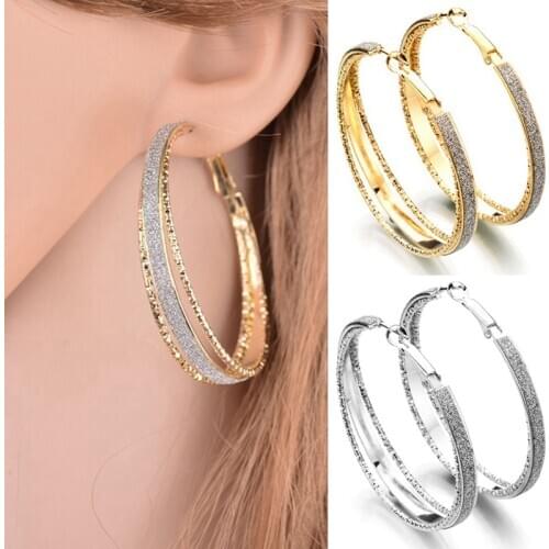 Classic Round Big Hoop Earring 1 Pair Round Loop Circle Gold And Silver Color Hoop Earring Large Size Punk Earrings For Women