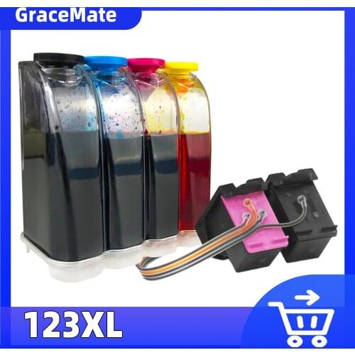GraceMate 123 CISS Bulk Ink Compatible for Hp 123 for Deskjet 2620 2600 Printers 2018 New Version Printer