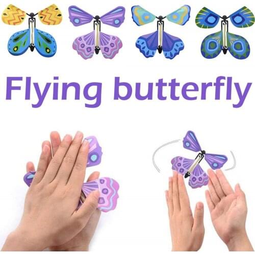 Flying Butterfly Magic Props Fly Butterfly Clockwork Rubber Band Powered Butterfly Surprise Prank Joke Mystical Trick D1 Classic