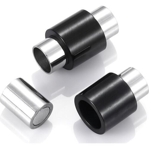 316L Stainless Steel Magnetic Clasp 6mm Hole Black Plated Polished Fastener Bracelet Closure Jewelry Making Magnet Buckle