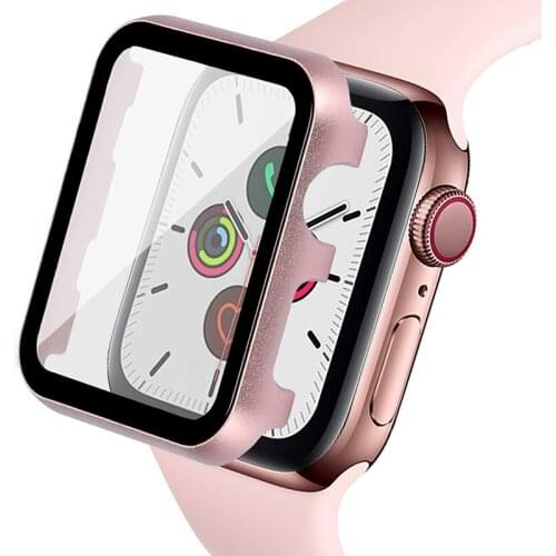 Metal Protector Cover for Apple Watch 5 4 3 2 1 3D Tempered Glass Protective Film Bumper Case for iWatch 38MM 42MM 40MM 44MM
