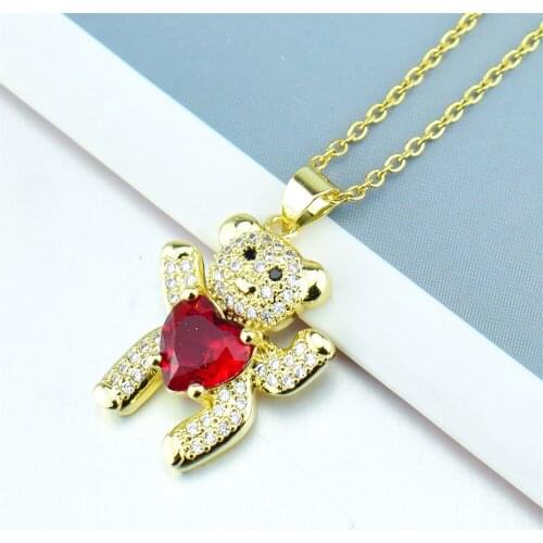 Lovely Necklace for Women Chic Jewelry Little Bear Cute Teddy Pendant Female Titanium Steel Necklace Girls Charms Clavicle Chain