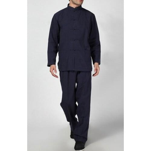 10color men Old coarse cotton wing chun tang suits men tai chi kung fu uniforms lay meditation martial arts clothing sets