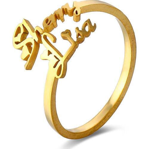 Custom Double Name Couple Rings For Lovers Custom Two Names Gold Rings For Woman Best Friends Wedding Band кольцо мужское