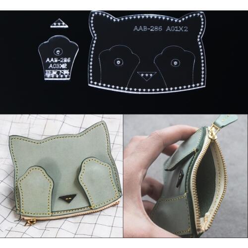 1set Coin Purse Mini Purse Wallet Template Clear Acrylic Leather Pattern Leather craft Sewing Pattern DIY Hobby 9*11*1cm