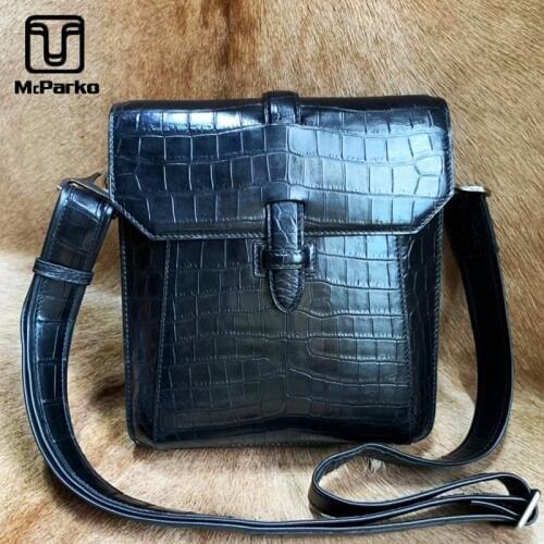 McParko Luxury Crocodile Leather Shoulder Bag For Men Brand Designer Business Crossbody Bags Genuine Leather Messenger Bag Men