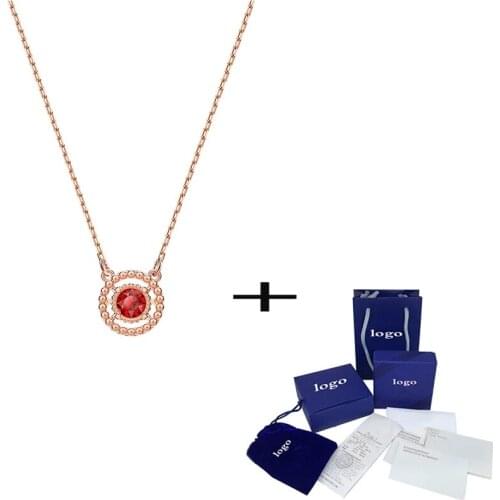New OXYGEN Necklace Red Jumping Crystal Ladies Elegant Simple Jewelry for Mom and Girlfriend Best Fashion Gift