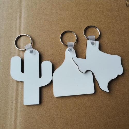 New sublimation blank mdf keychains cactus map shape key ring hot transfer printing consumables 20pcs/lot