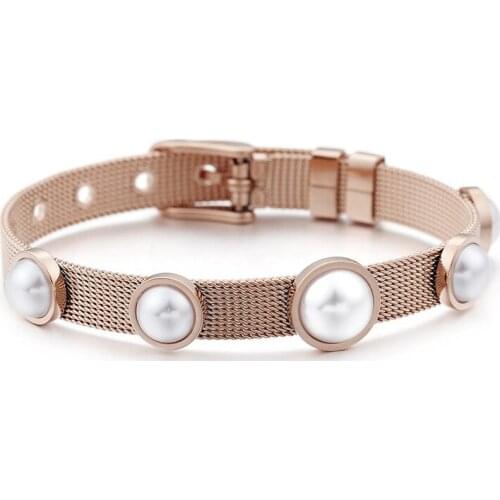 New Titanium Steel Shell Pearl Bracelet Plated Titanium Steel Bracelet