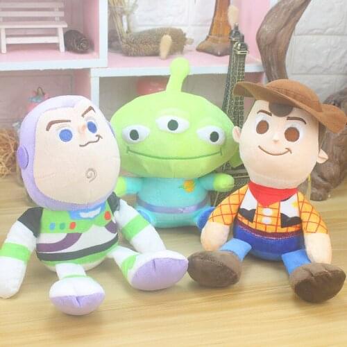Original Disney Series Toy Story 4 Movie Buzz Lightyear Q Version Woody Alien Plush Toy Birthday Presents Doll 30cm