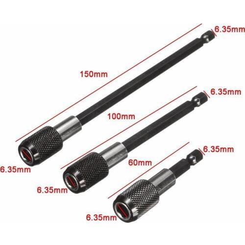 60 100 150mm Electric drill Socket Adapter 1/4 Hex shank self-locking quick release Screwdriver Extension Bar Bits Power Tools