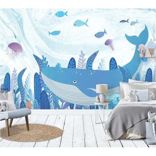 Custom papel de parede infantil, marine whale murals for children room living room sofa bedroom background home decor wallpaper