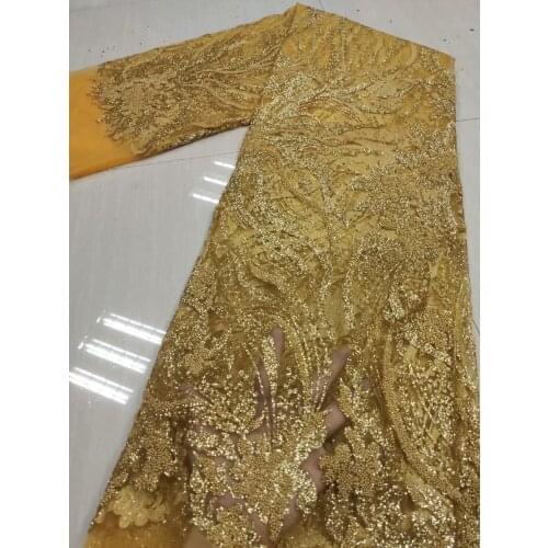 Handmade Beaded Bridal Lace Fabric Africa Nigeria 2021 Heavy Beaded Serial Embroidery Large High Quality NFM4997