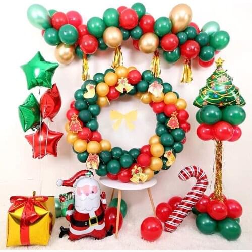 Merry Christmas Santa Clause Snowman Foil Balls Dark Green Balloons 18Inch Stars Christmas Party Decoration Home Decor Kids Toys