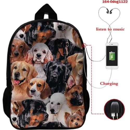 Kawaii Animal Pattern School Backpacks for Kids 3D Pug Dog Shoulder Bags Men Bookbags Bagpack Students Children School Bags