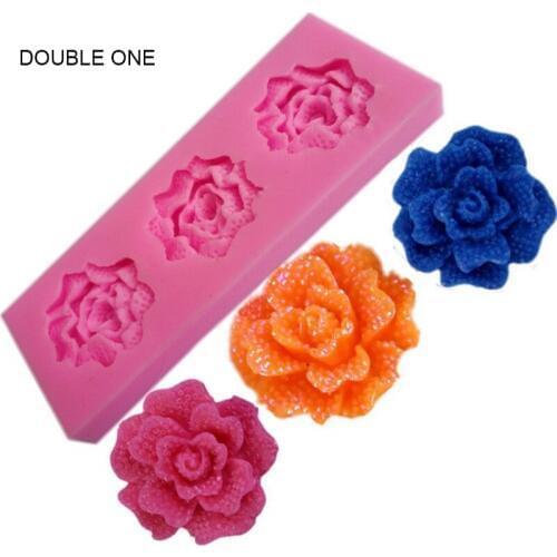 DOUBLE ONE DIY 3D Silicone 3 Roses Shape Beads Jewelry Making Tools FOR Candy Fondant Decoration Nail Sticker Jewelry Molds