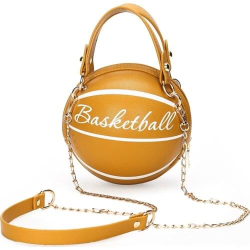 Basketball Hand Bag Fashion Women Chains Handbag Creative Letter Shoulder Messenger Bag Female Mini Round Tote