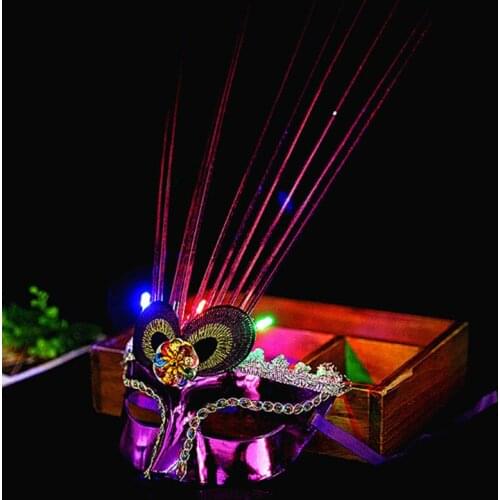 10 Pcs LED Christmas Masquerade Luminous Party Ball Venice Carnival Halloween Christmas Top Half Face Mask Adult