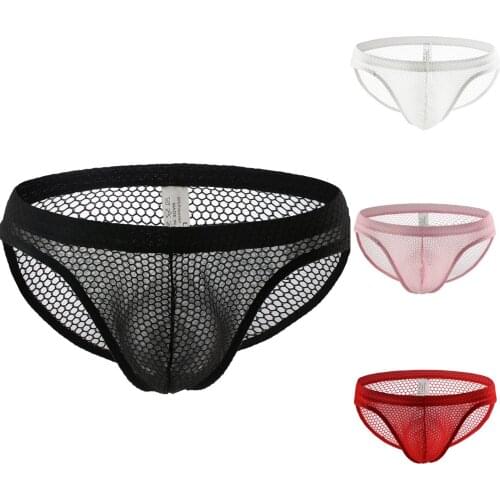 Sexy Underwear Mens Breathable Mesh Hollow Boxer Shorts Sexy Underwear Transparent Men Boxers Summer Style Cueca Masculina