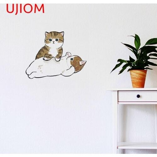 UJIOM Mofu Sand Cat Childrens Bedroom Decor Wallpaper Wall Stickers Customizable Cartoon Anime Bathroom Waterproof Decals