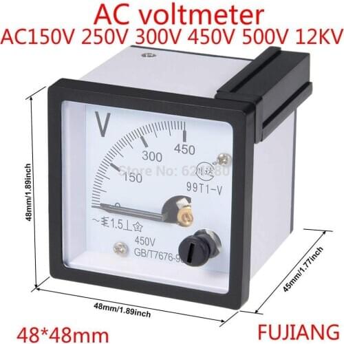 Pointer type AC voltmeter AC 0-250V 300V 450V 500V Analog Panel Voltage Gauge Volt Meter 99T1 1.5% Error Margin