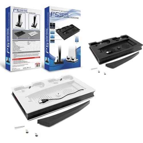 For PS5 Vertical Stand with Cooling Fan Dual Controller Charger Console Charging Station Fan Cooler For SONY Playstation 5