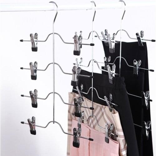Clothes Hanger With 8 Clips Stainless Steel Clothes Drying Rack For Clothes Cloth Hanger Space Saving Cloth Storage Organizer
