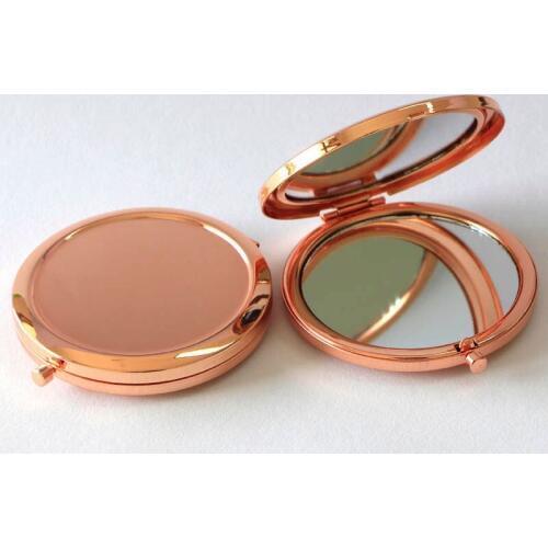High quality Plain Rose Gold Double Sided Travel Compact Mirror Dia 70mm/2.75inch