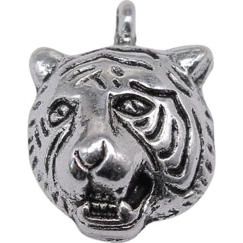 WYSIWYG 10pcs 13x19mm Metal Tiger Charms For Jewelry Making DIY Handmade Animals Tiger Head Pendant Charms