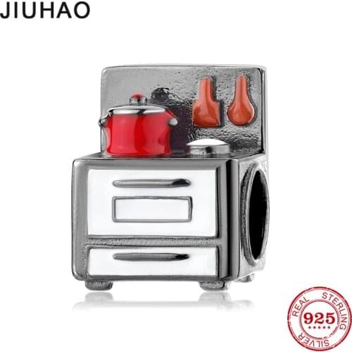 Kitchen Scene 925 Sterling Silver Oven and Pot Kitchenware Charm Pendants for Women Original Accessories Jewelry Bracelet Making