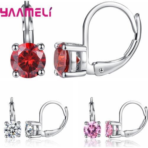 Fashion New 925 Sterling Silver Cubic Zircon Hoop Earrings Trendy Round Crystal Party Jewelry Gift For Women Girl Oorbellen