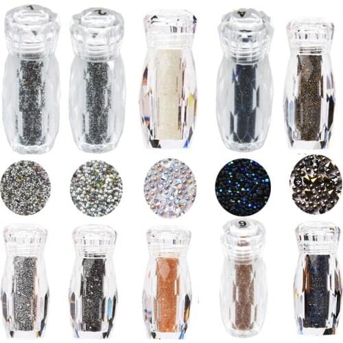 1 Bottle 10 colors Nail Crystal Sand Beads Zircon micro rhinestone crystal Crystal Beads Mini 3D Nail art rhinestones beads
