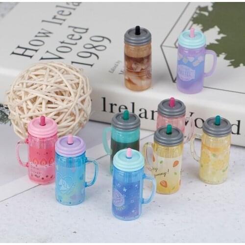 1pc 1:12 Dollhouse Mini Drink Juice Cup Miniature Accessories Bottle Gifts Resin Fruit Tea Cup Simulation Drinks Model Toys