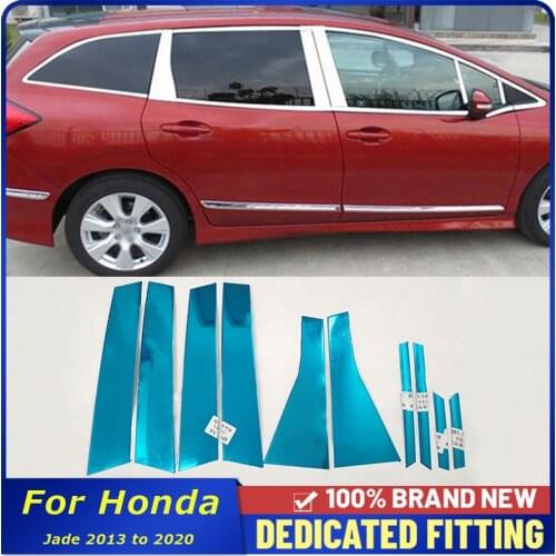For Honda Jade 2013 to 2020 Car Side Door Window Trims Center Pillar Cover Trims Strip Auto Accessories 10pcs