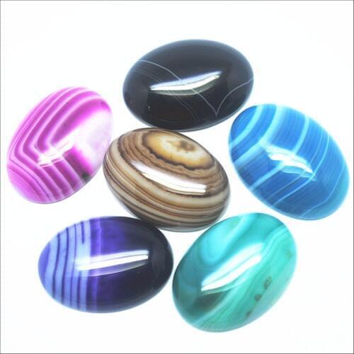 10pcs Natural Strips Agatee stone cabochons balck onyx oval shape 18x25mm fashion DIY jewelry fittings many colors available