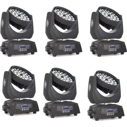 6pcs/lot 36*18W RGBWA UV 6 IN1 LED Moving Head Light 19 DMX channels 36x18W LED moving head wash light
