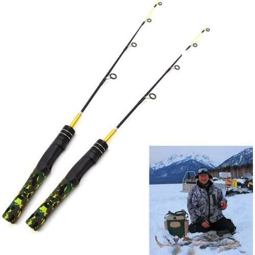 60cm 2 Segments Winter Ice Fishing Rods Mini Fishing Pole Portable Outdoor Travel Spinning Superhard carbon rod Lowest profit