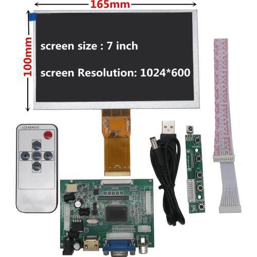7 inch LCD Screen Display Monitor with Remote Driver Control Board 2AV HDMI VGA for Raspberry Pi Banana/Orange Pi mini computer