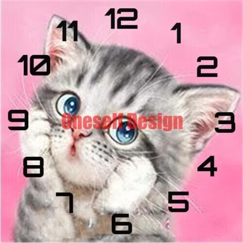 New style 5d diamond mosaic sale with clock cat rhinestone pictures diamond painting diy frame Christmas gifts diamond mosaic