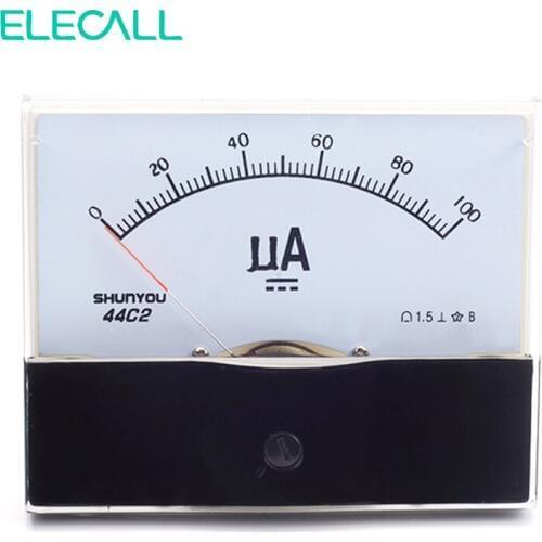 ELECALL 44C2 100uA Ammeter Analog Current Test Meter DC Mechanical Header Ammeter