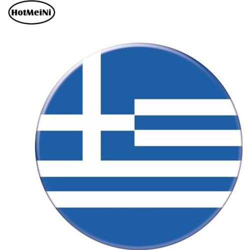 HotMeiNi 13cm x 13cm Auto Moto Bike Suitcase Laptop Flag Round Greece Decal Reflective Car Sticker Waterproof 3D Car Styling