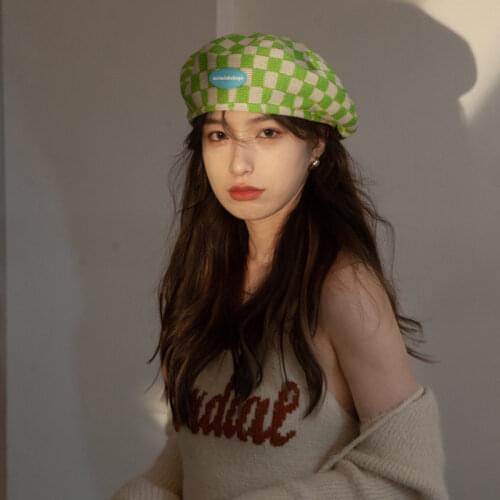 Womens DIY handmade beret hat spring and summer cute red apple breathable painter hat girl thin fruit beanie hat gift wholesale