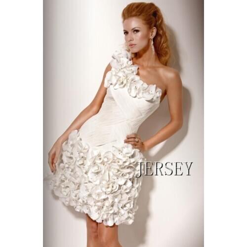 Free shipping dinner 2018 saab Fashion vestidos formales white bride flower design short chiffon party bridesmaid Dresses