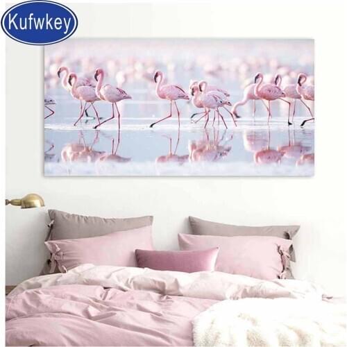Large 5d diamond Painting Flamingo in Lake Pattern mosaic set diy diamond embroidery Landscape Pictures home Decoracion
