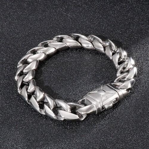 Personality Hip Hop Mens Stainless Steel Jewelry Fashion Simple Cuban Chain Nightclub Jump Di Titanium Steel Bracelet