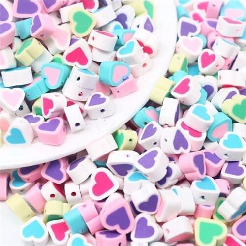 Colour 10mm Love Heart Shape Clay Spacer Beads Polymer Clay Beads For Jewelry Making DIY Handmade Accessories